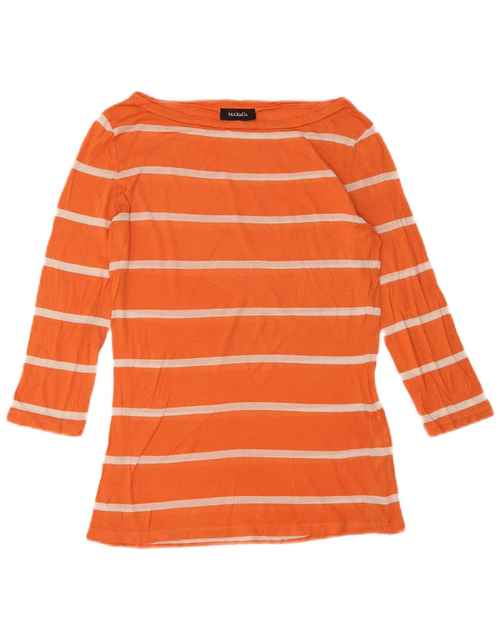 Max & Co. Womens Top 3/4 Sleeve UK 10 Small  Orange Striped Silk