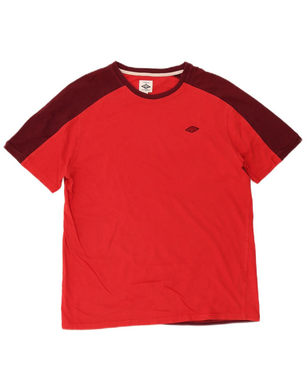 Umbro Mens T-Shirt Top Large Red Colourblock