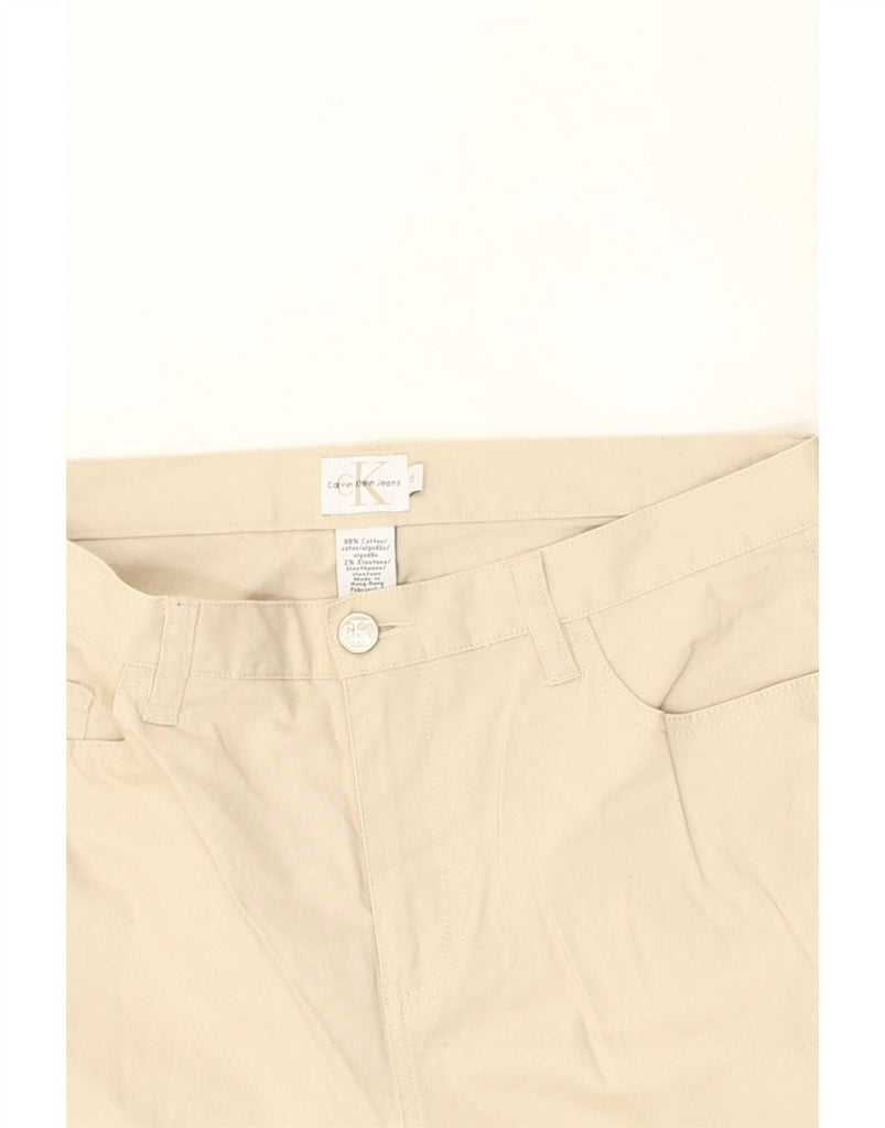 CALVIN KLEIN Womens Slim Casual Trousers US 10 Large W32 L28 Beige Cotton | Vintage Calvin Klein | Thrift | Second-Hand Calvin Klein | Used Clothing | Messina Hembry 