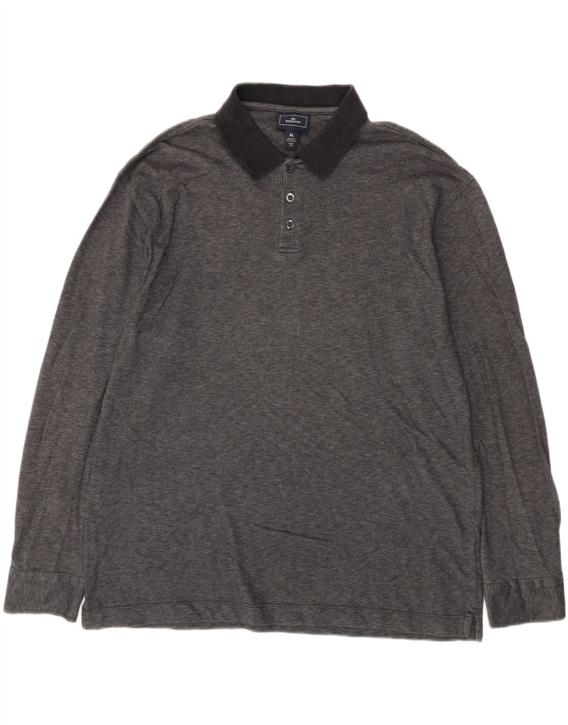 DOCKERS Mens Long Sleeve Polo Shirt XL Grey Cotton Vintage Dockers and Second-Hand Dockers from Messina Hembry 