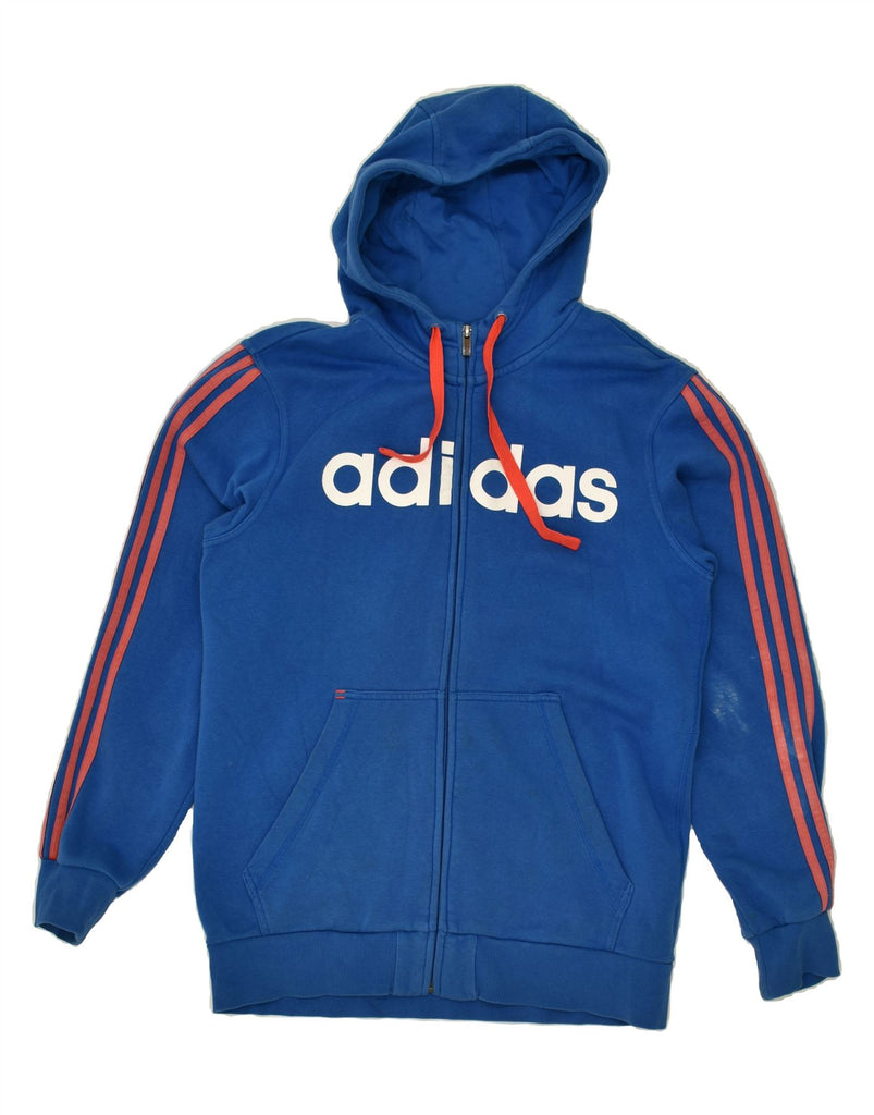 ADIDAS Mens Graphic Zip Hoodie Sweater Medium Blue Cotton | Vintage Adidas | Thrift | Second-Hand Adidas | Used Clothing | Messina Hembry 