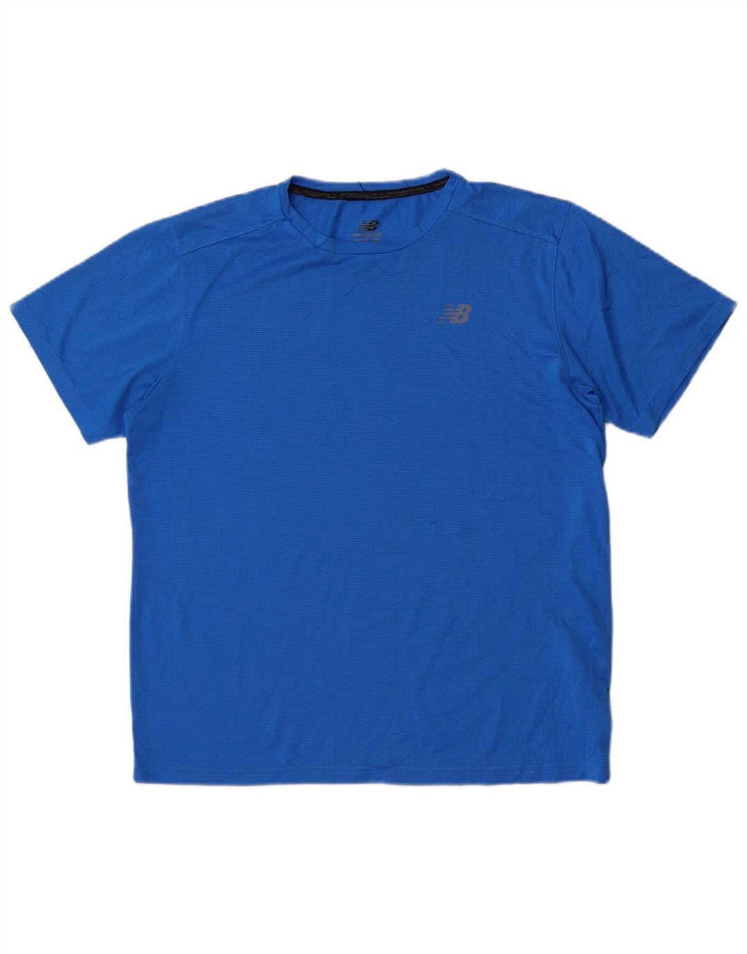 New Balance Mens T-Shirt Top Medium Blue Pinstripe Polyester