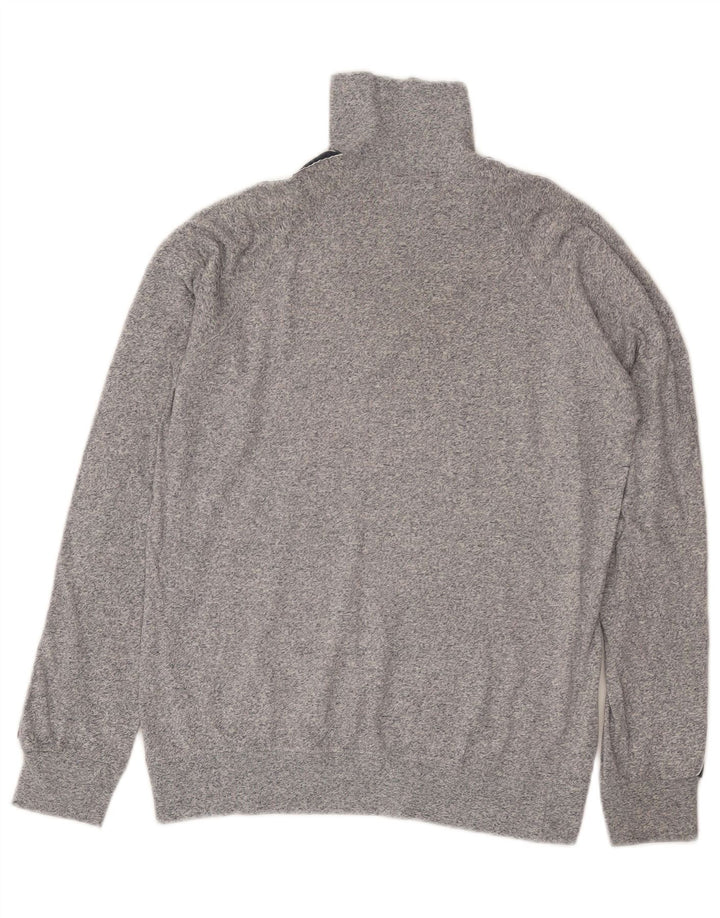 Champion Mens Zip Neck Sweatshirt Jumper Medium Grey Flecked Cotton