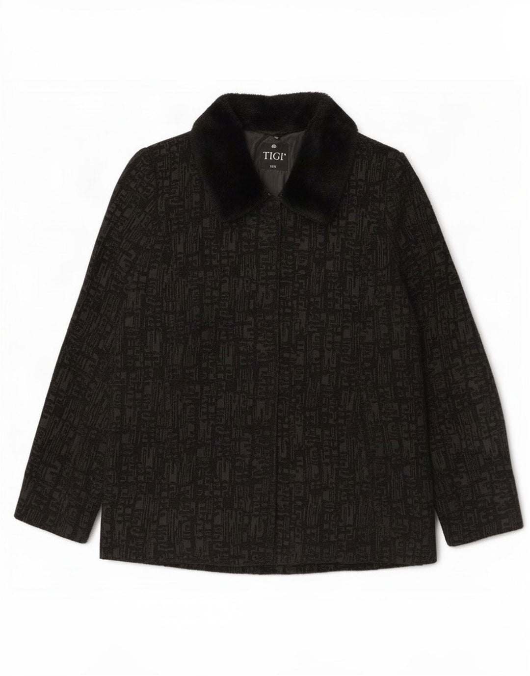 Tigi Womens Bomber Jacket UK 14/16 Large Black Geometric Polyester