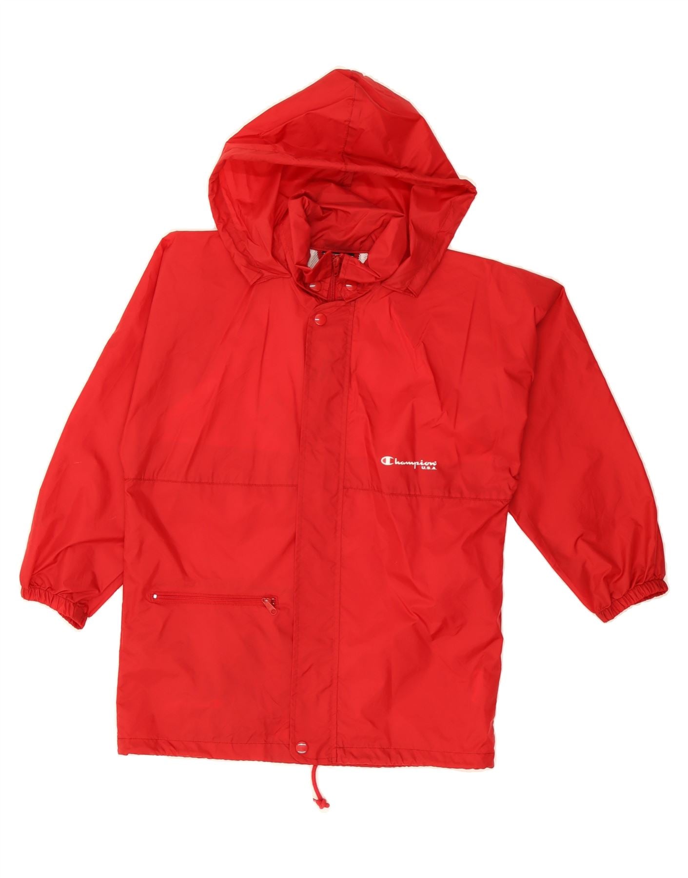 CHAMPION Giacca antipioggia con cappuccio grafica per ragazzi 11-12 anni in poliammide rossa