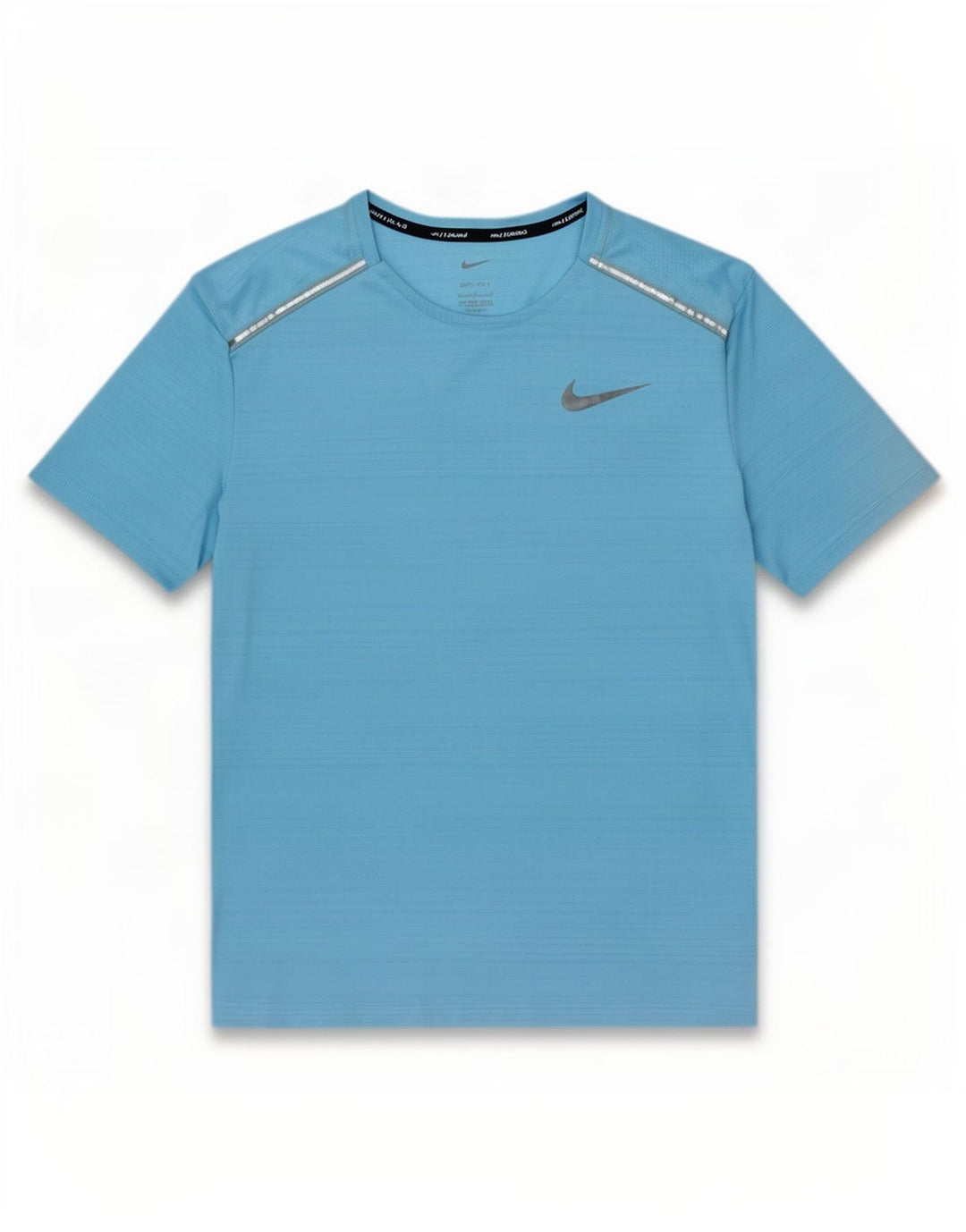 Nike Mens Dri Fit T-Shirt Top Large Blue Pinstripe Polyester