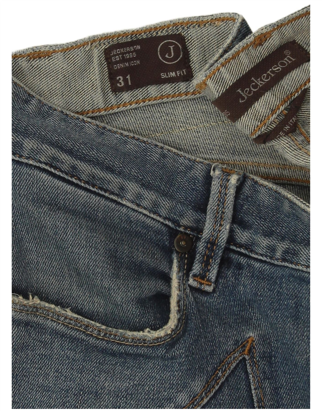 Jeckerson Mens Slim Jeans W31 L31 Blue Cotton