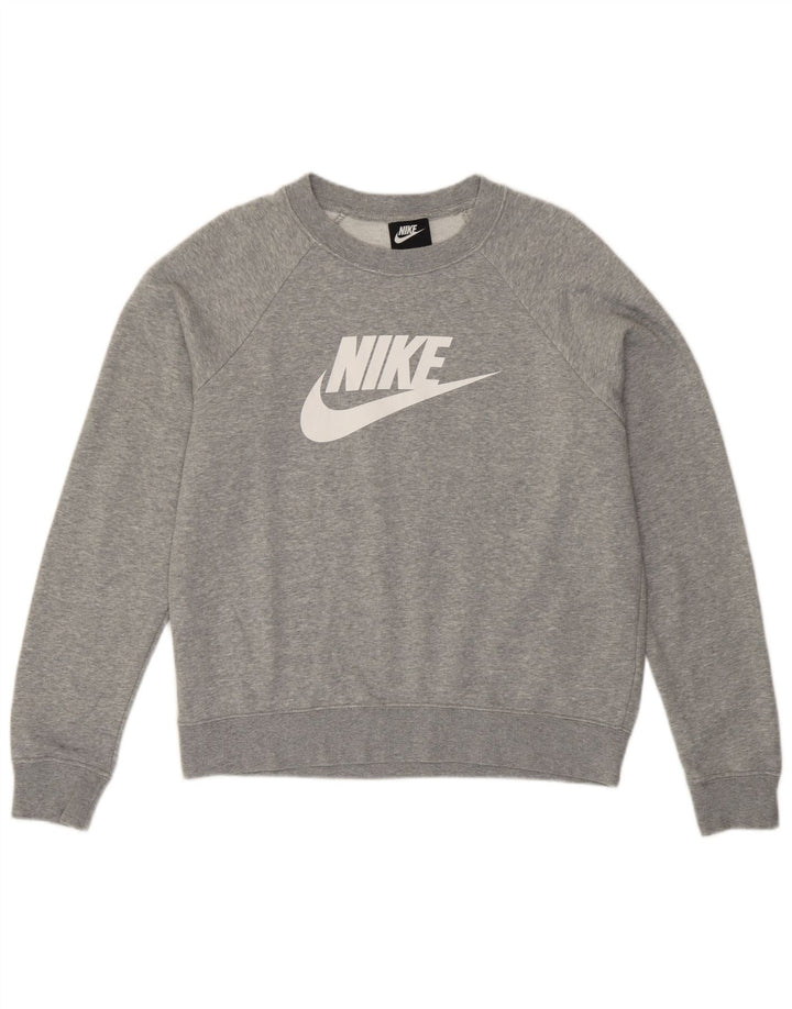 Nike Mens Graphic Sweatshirt Jumper Medium Grey Flecked Cotton