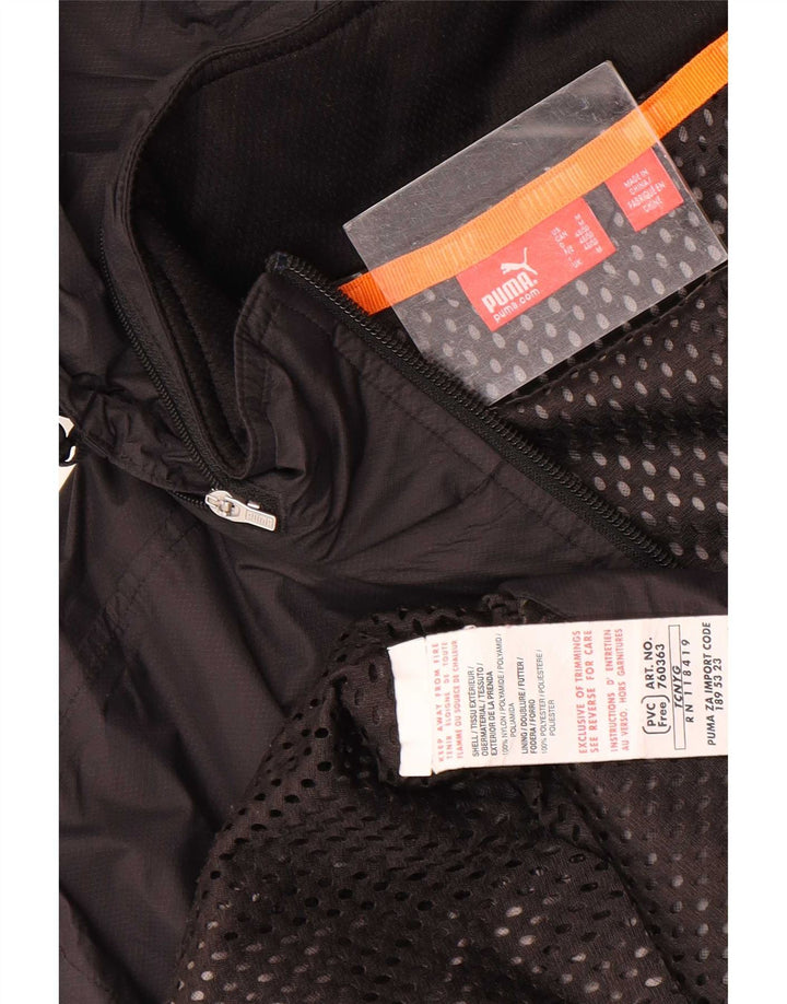 Puma Mens Graphic Hooded Rain Jacket UK 38 Medium Black Nylon