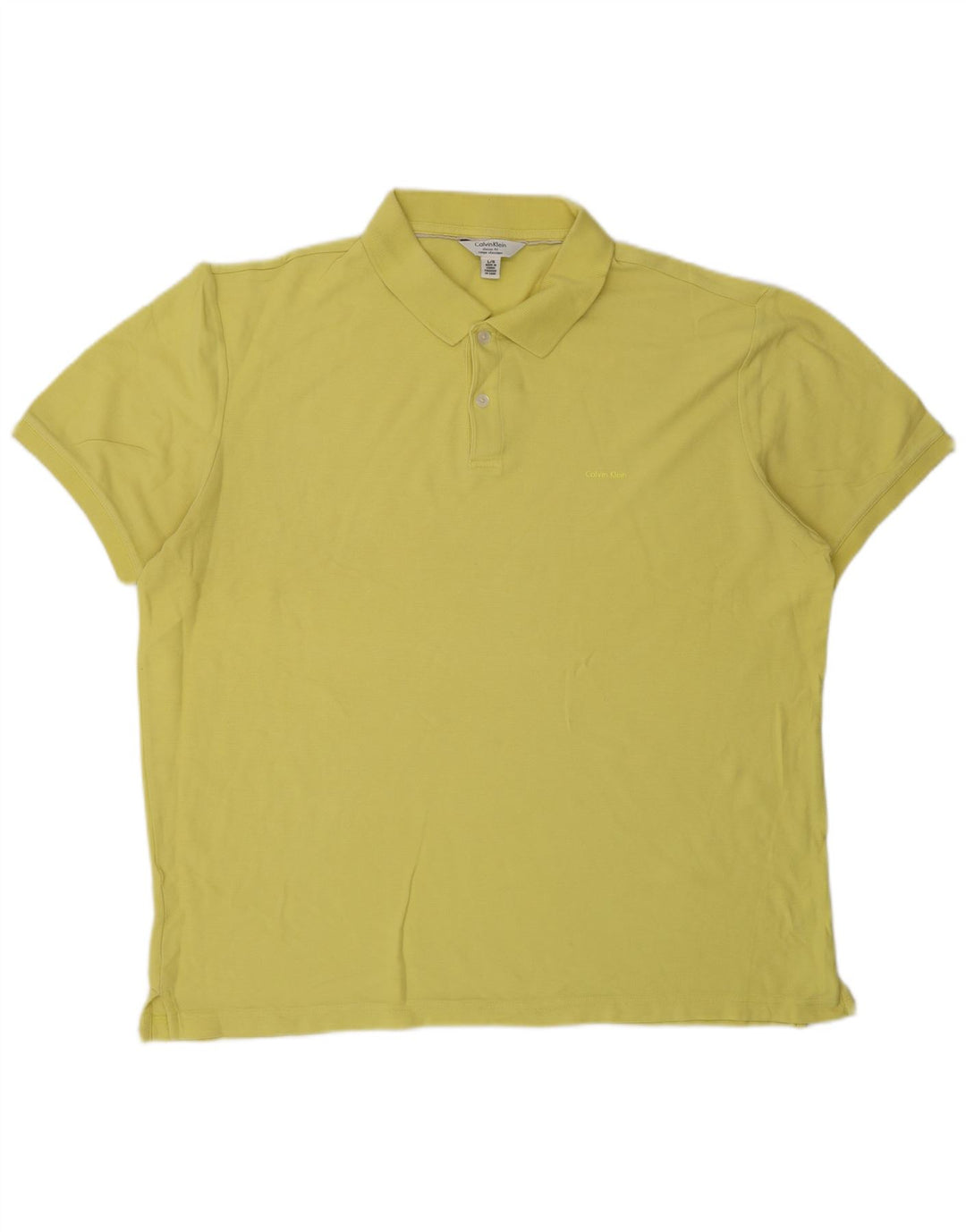 Calvin Klein Mens Classic Fit Polo Shirt Large Yellow Cotton