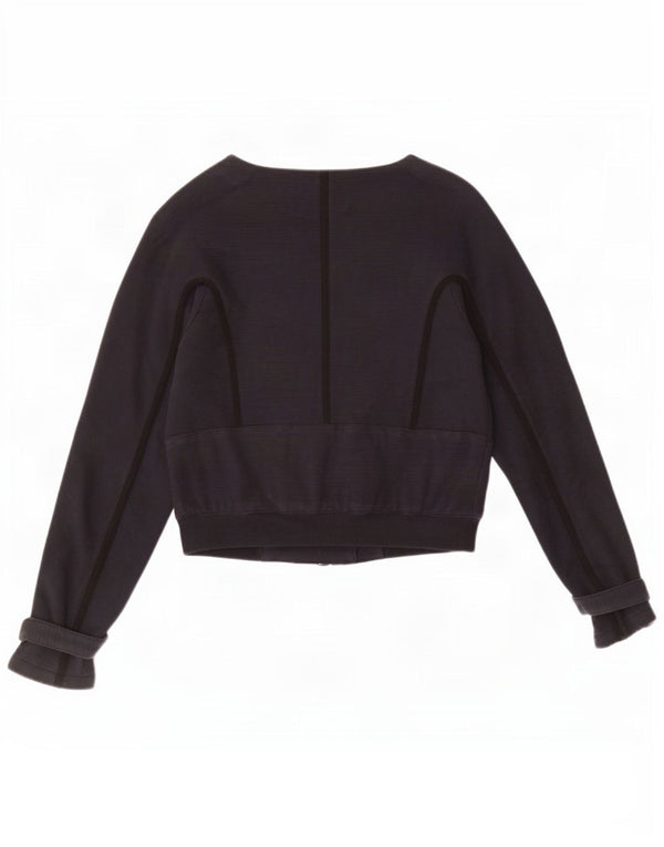 Armani Exchange Womens Crop Bomber Jacket UK 10 Small Black Cotton