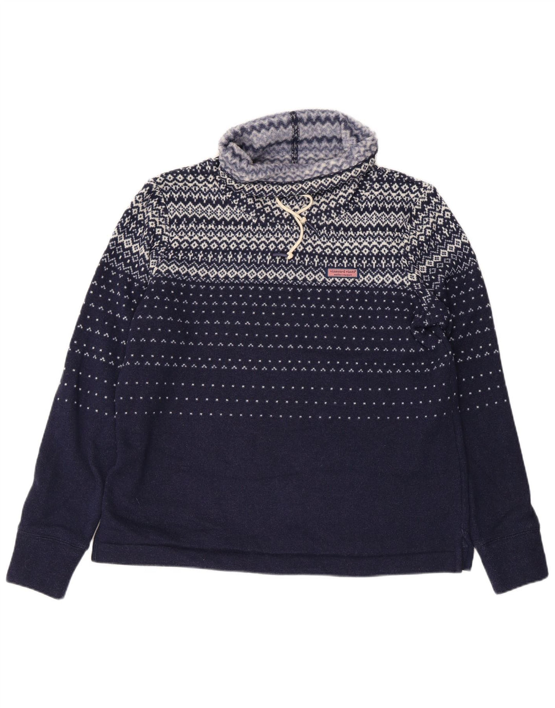 VINEYARD VINES Womens Sweatshirt Jumper UK 14 Medium Navy Blue Fair Isle