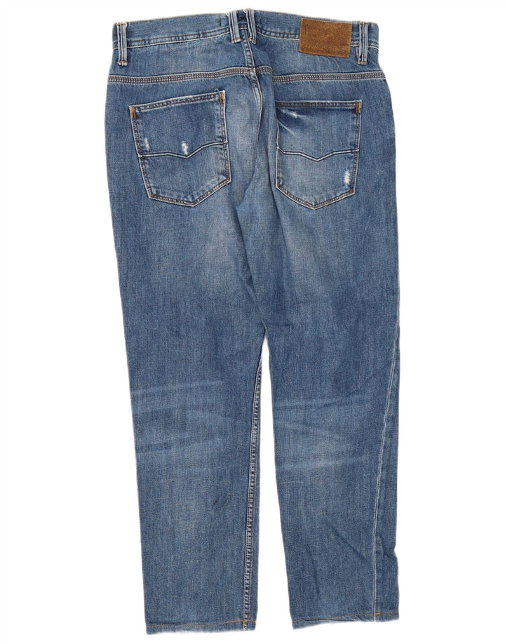 Zara Mens Distressed Tapered Jeans EU 42 Large W32 L28 Blue
