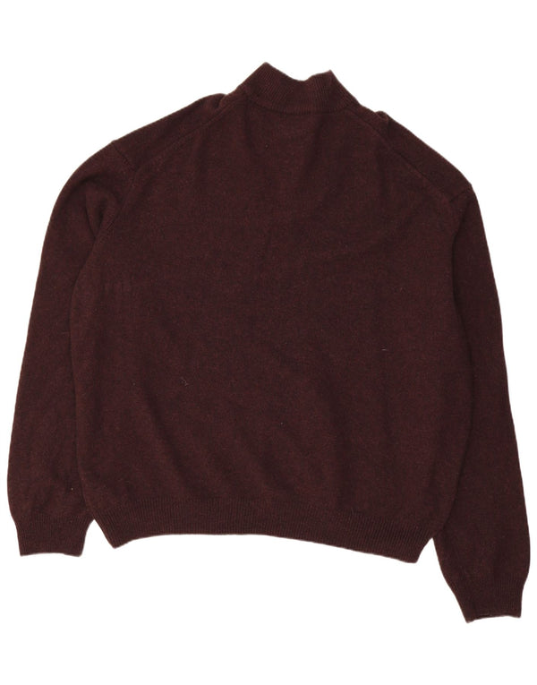 MARKS & SPENCER Mens Zip Neck Jumper Sweater 4XL Burgundy Wool