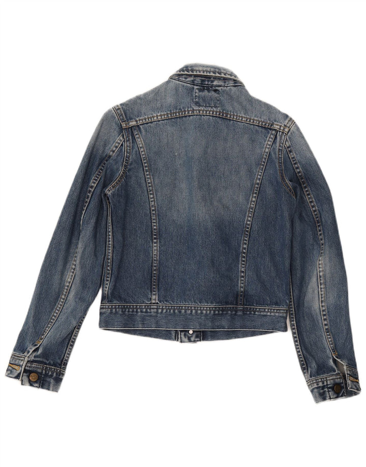 Lee Womens Crop Denim Jacket UK 10 Small Blue Cotton