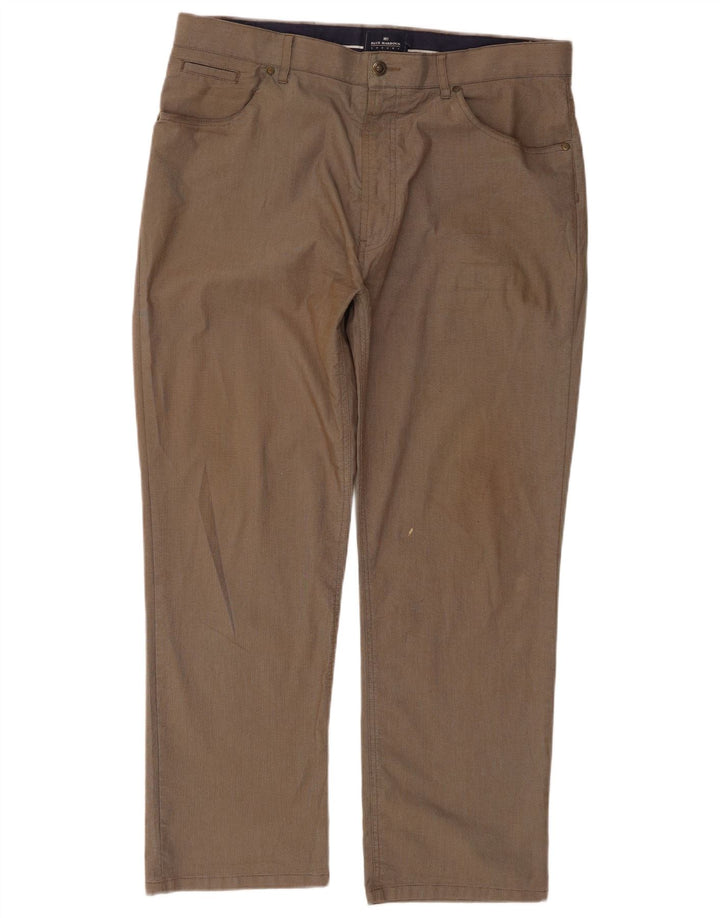 Marks & Spencer Mens Blue Harbour Chino Trousers W38 L29 Brown Check