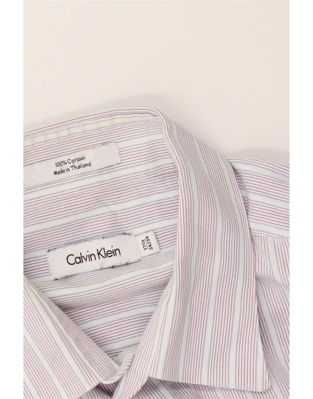 Calvin Klein Mens Shirt Size 17 1/2 XL Multicoloured Striped Cotton
