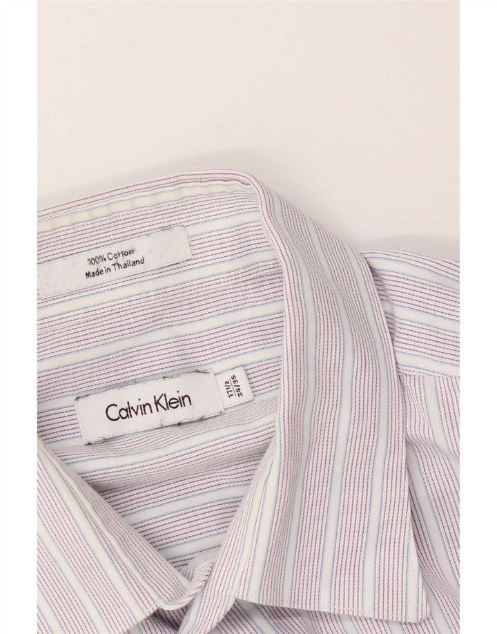 Calvin Klein Mens Shirt Size 17 1/2 XL Multicoloured Striped Cotton