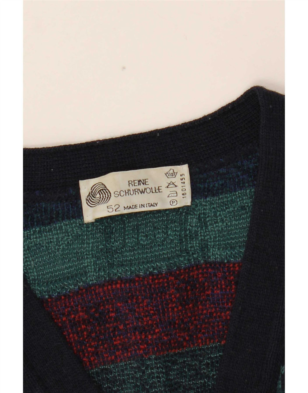 Vintage Mens Cardigan Sweater IT 52 Large Multicoloured Geometric Wool