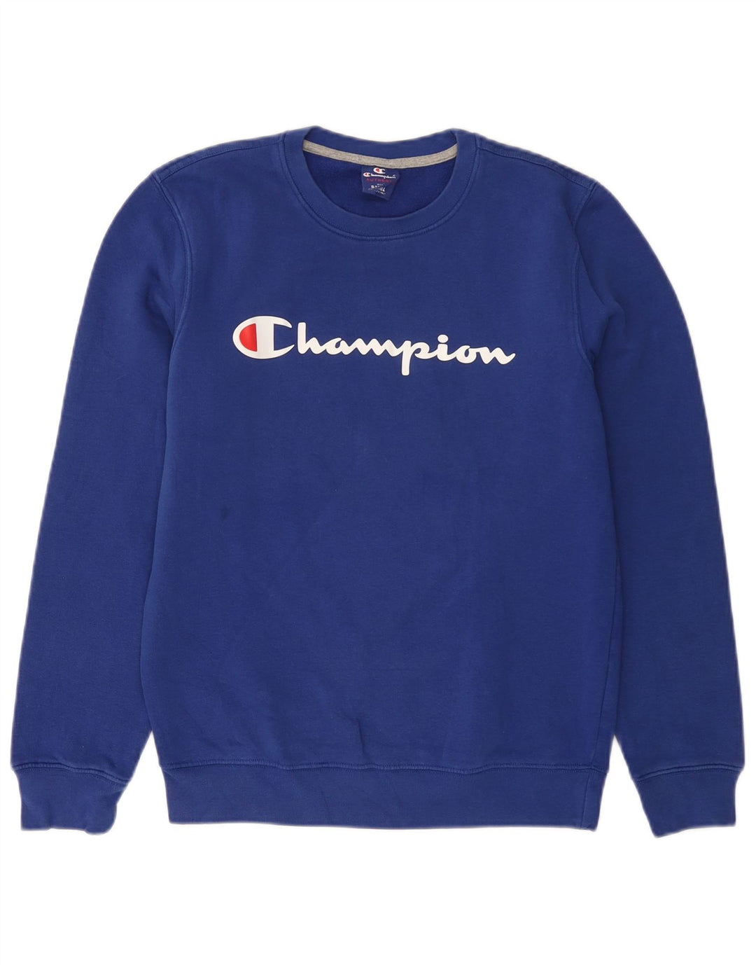 CHAMPION Mens Graphic Sweatshirt Jumper Small Blue Cotton