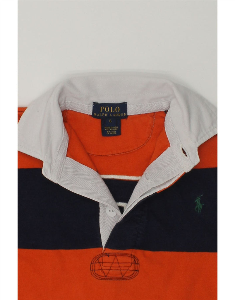 POLO RALPH LAUREN Boys Graphic Long Sleeve Polo Shirt 5-6 Years Orange | Vintage Polo Ralph Lauren | Thrift | Second-Hand Polo Ralph Lauren | Used Clothing | Messina Hembry 