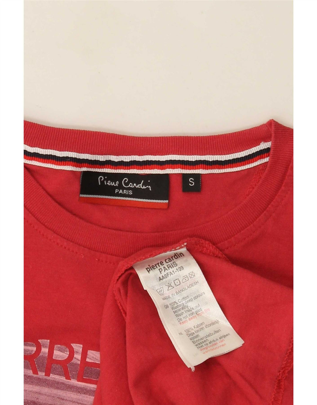 Pierre Cardin Mens Graphic T-Shirt Top Small Red Cotton