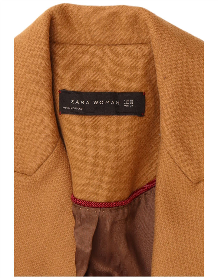 Zara Womens Overcoat UK 6 XS Brown Wool