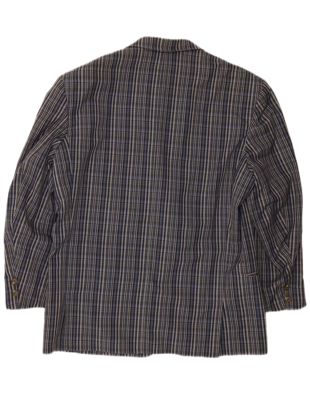 Green Fox Mens 2 Button 3/4 Sleeve Blazer Jacket UK 38 Medium Blue Check