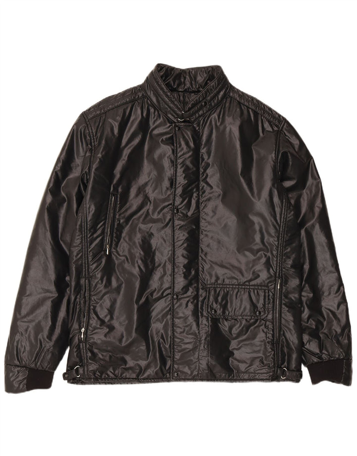 Vintage Mens Padded Jacket IT 56 3XL Black Cotton