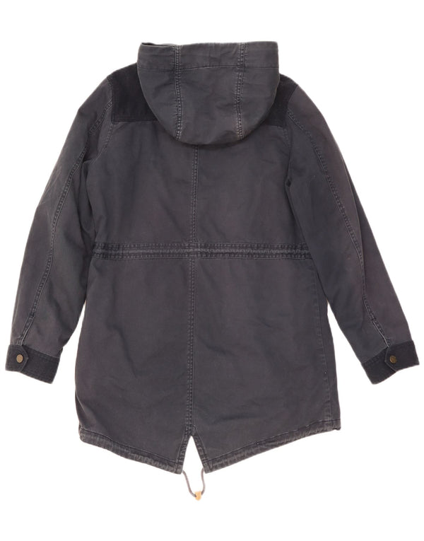 Fat Face Womens Hooded Parka Jacket UK 14 Medium Navy Blue Polyester