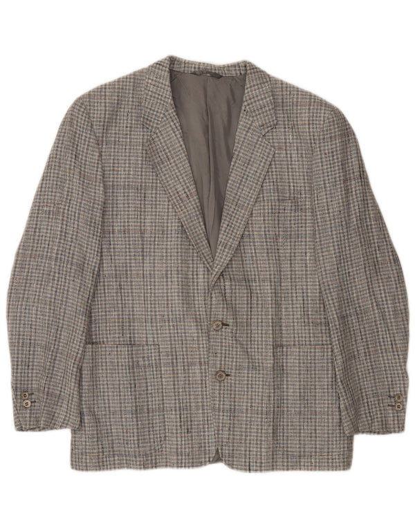 Vintage Mens 2 Button Blazer Jacket IT 48 Medium Grey Check Viscose