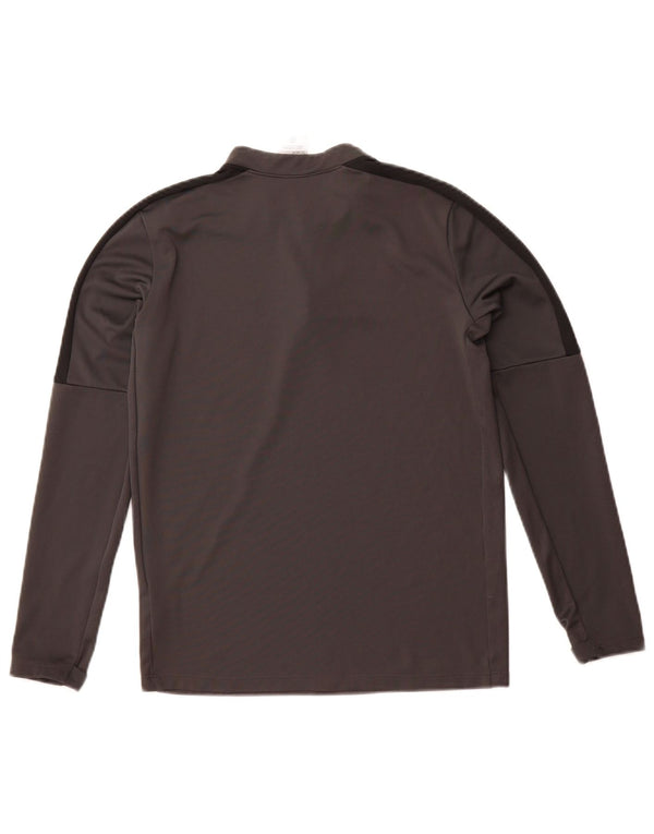 Nike Boys Dri Fit Top Long Sleeve 12-13 Years Large Grey Colourblock