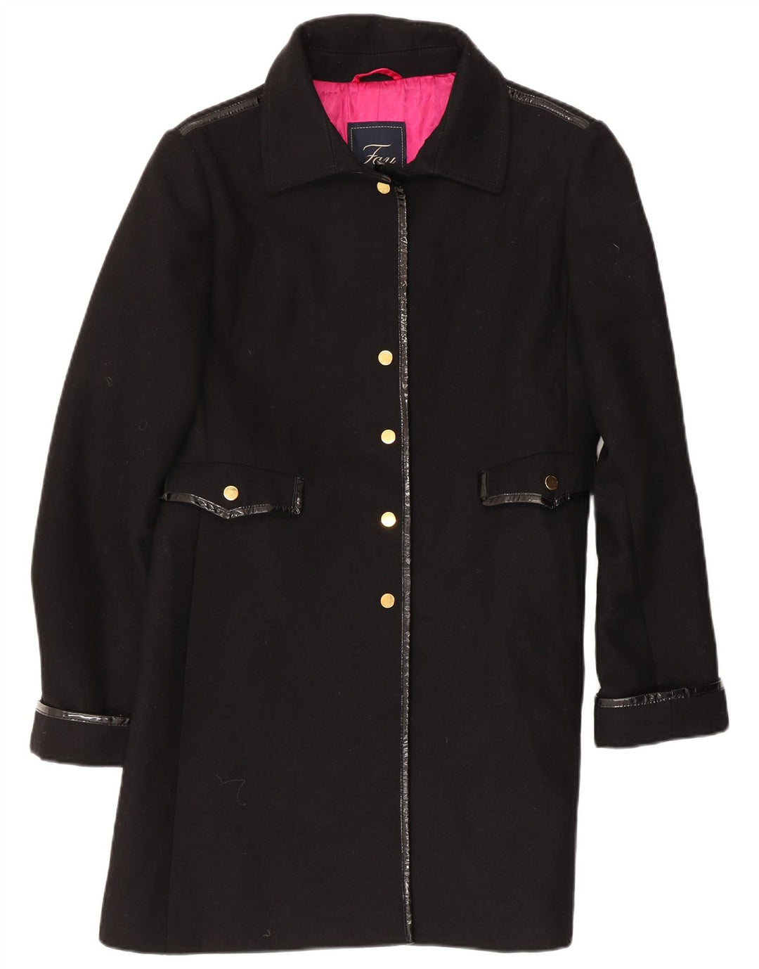 FAY Womens Overcoat UK 14 Large Black