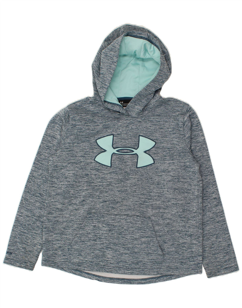 UNDER ARMOUR Womens Cold Gear Graphic Hoodie Jumper UK 14 Medium Navy Blue | Vintage Under Armour | Thrift | Second-Hand Under Armour | Used Clothing | Messina Hembry 