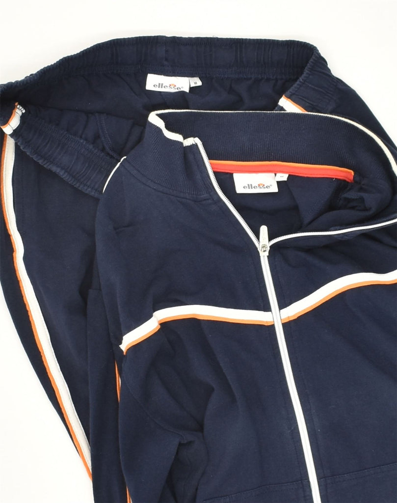 ELLESSE Womens Full Tracksuit UK 12 Medium Navy Blue Cotton | Vintage Ellesse | Thrift | Second-Hand Ellesse | Used Clothing | Messina Hembry 