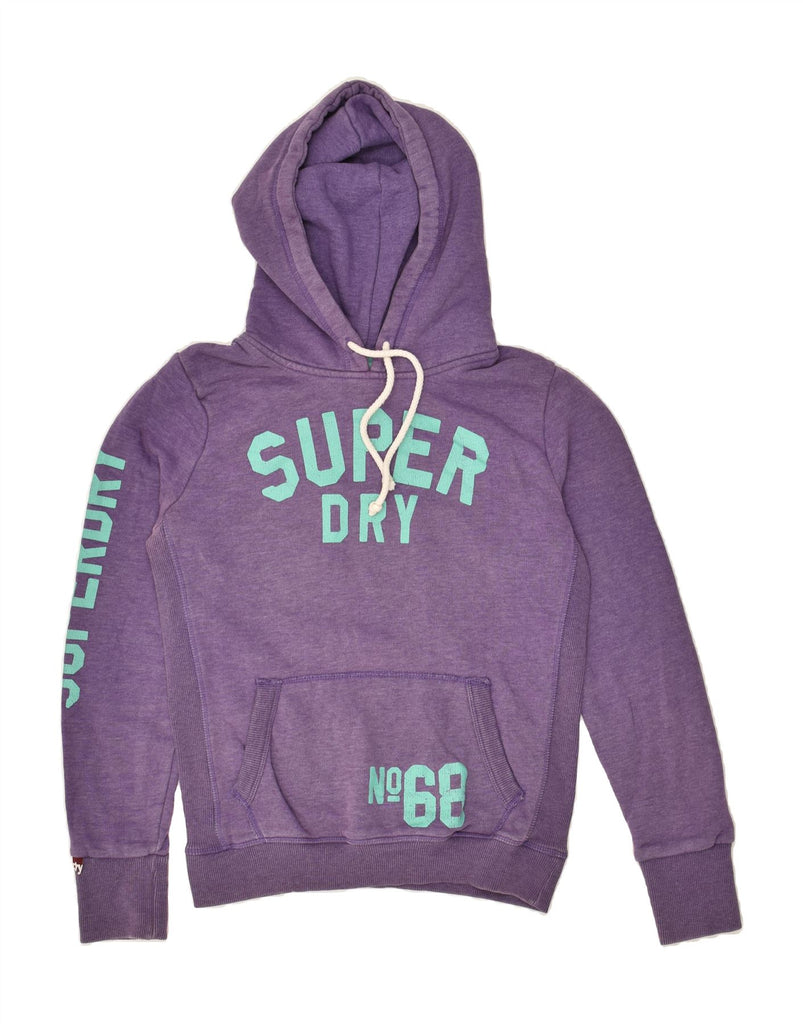 SUPERDRY Womens Graphic Hoodie Jumper UK 14 Large Purple Cotton | Vintage Superdry | Thrift | Second-Hand Superdry | Used Clothing | Messina Hembry 