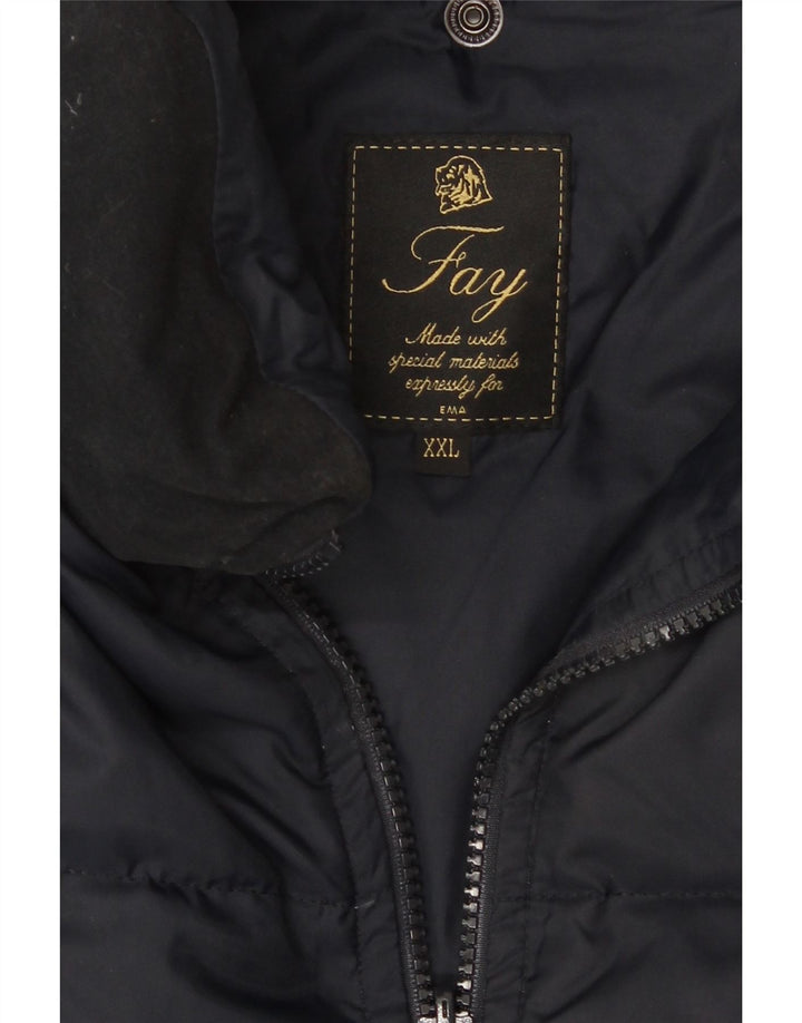 Fay Mens Padded Jacket UK 44 2XL Navy Blue Polyamide