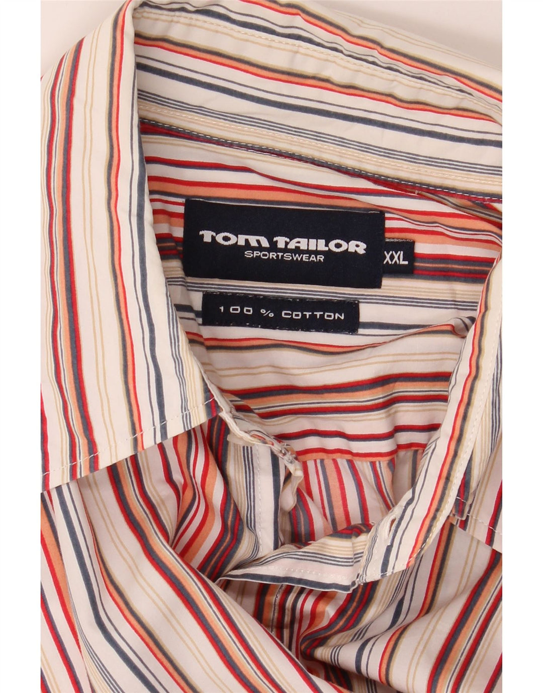 TOM TAILOR Mens Short Sleeve Shirt 2XL Multicoloured Striped Cotton