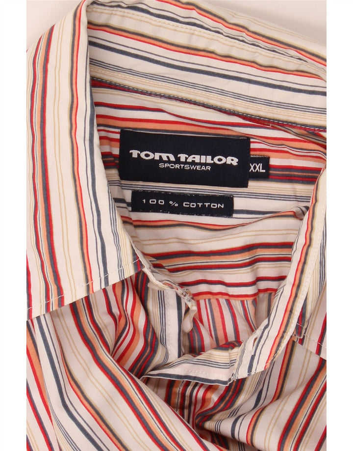 TOM TAILOR Mens Short Sleeve Shirt 2XL Multicoloured Striped Cotton