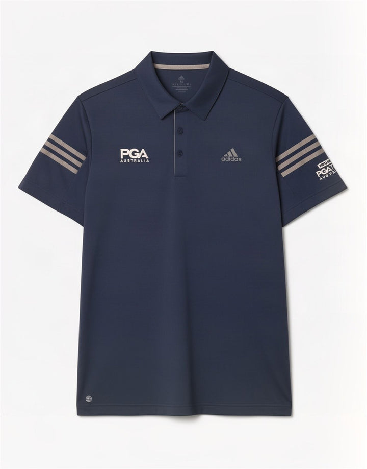 Adidas Mens Graphic Polo Shirt Medium Navy Blue Polyester