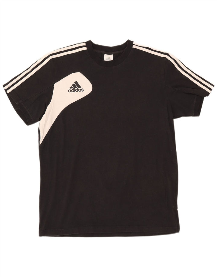 ADIDAS Mens T-Shirt Top UK 42/44 Large Black Colourblock Cotton
