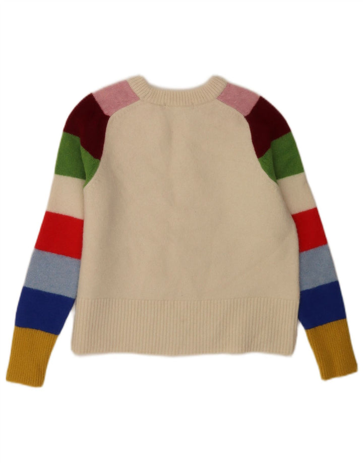 Boden Girls Crew Neck Jumper Sweater 8-9 Years Medium White Colourblock