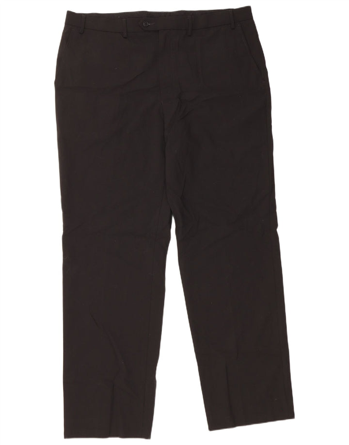 Marks & Spencer Mens Tailored Fit Suit Trousers W40 L33 Black Wool Classic