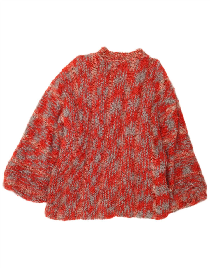 Vintage Womens Oversized Cardigan Sweater UK 16 Large Red Flecked