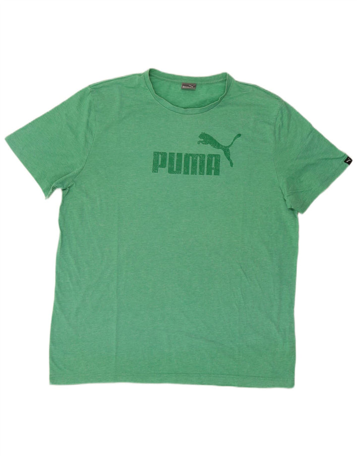 Puma Mens Graphic T-Shirt Top XL Green Polyester
