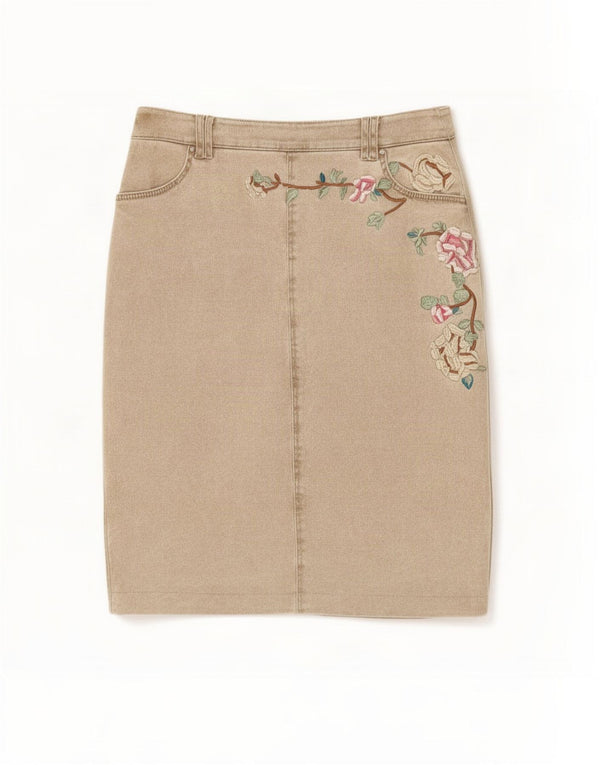 Gil Bret Womens Denim Skirt UK 14 Medium W28 Brown Cotton