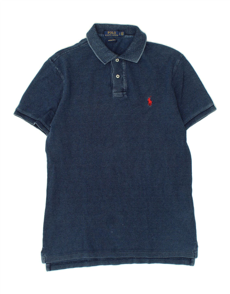 POLO RALPH LAUREN Mens Custom Slim Fit Polo Shirt Small Blue Cotton | Vintage Polo Ralph Lauren | Thrift | Second-Hand Polo Ralph Lauren | Used Clothing | Messina Hembry 