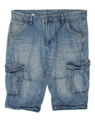 C&A Mens Cargo Denim Shorts W38 XL Blue Cotton