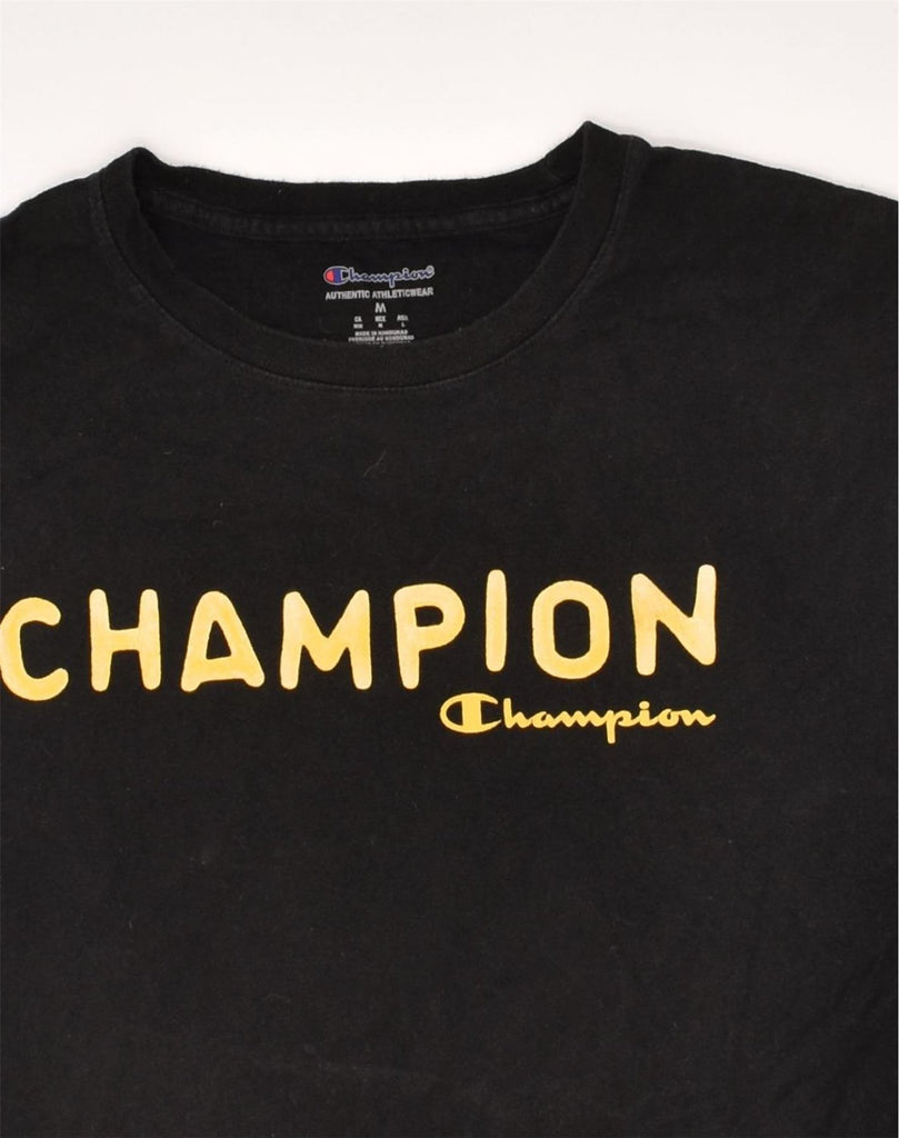 CHAMPION Mens Graphic T-Shirt Top Medium Black Cotton | Vintage Champion | Thrift | Second-Hand Champion | Used Clothing | Messina Hembry 