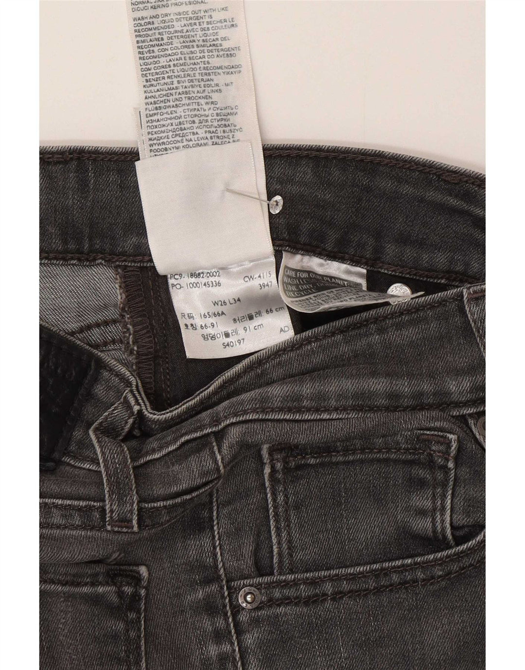 Levi's Womens Skinny Jeans W26 L34 Grey Cotton